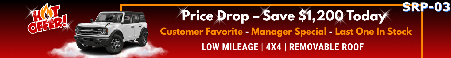 Manager special SRP banner promoting vehicle deals
