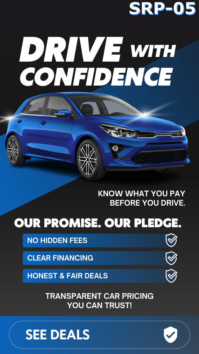 Shop cars with transparent pricing, clear financing, and no hidden fees. Trusted dealership delivering honest and fair deals SRP banner ad.